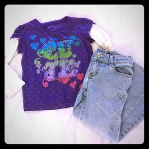 Girls winter outfit size 5t hearts blue jeans girl